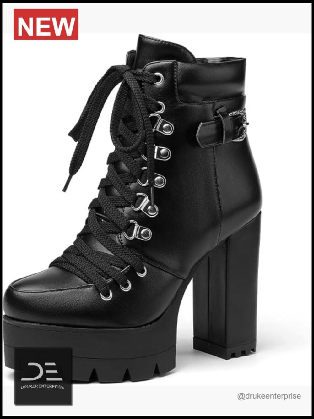 Round Toe Lace Up Side Zipper Suede Ankle Bootie Platform Boot